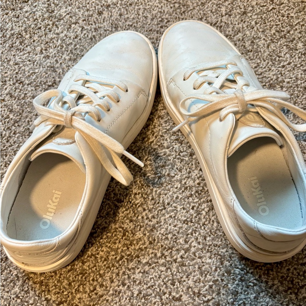 OluKai Genuine Leather White Sneakers - Size 6